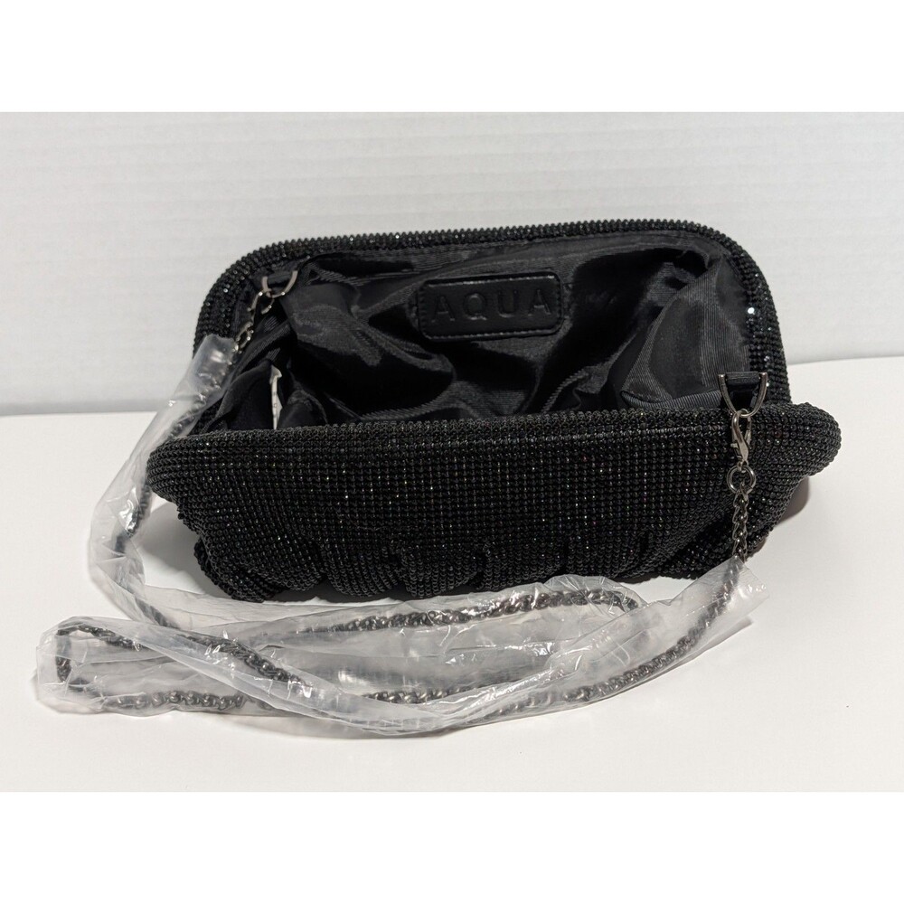 AQUA Irina Black Rhinestone Evening Clutch Crossbody Bag NWT Bloomingdale's New